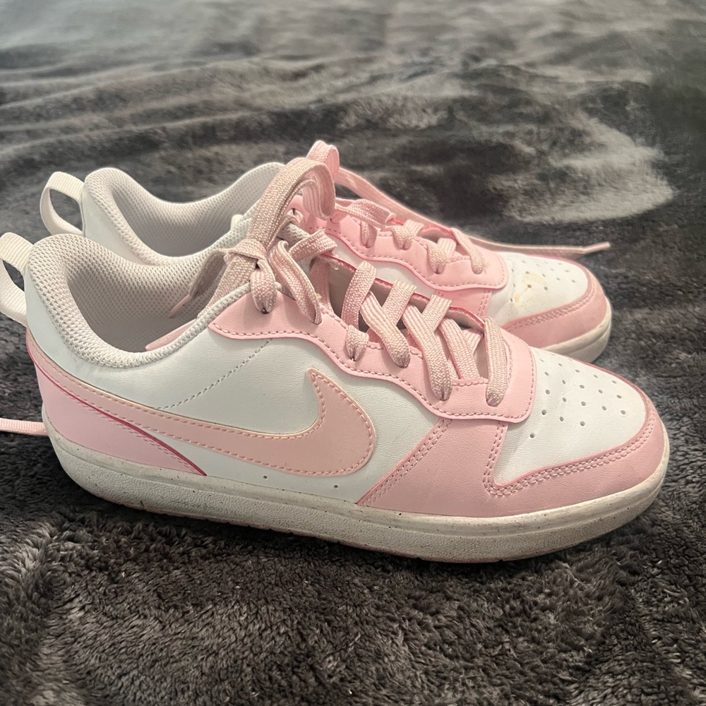 Nike White and Light Pink Low-Top Sneakers